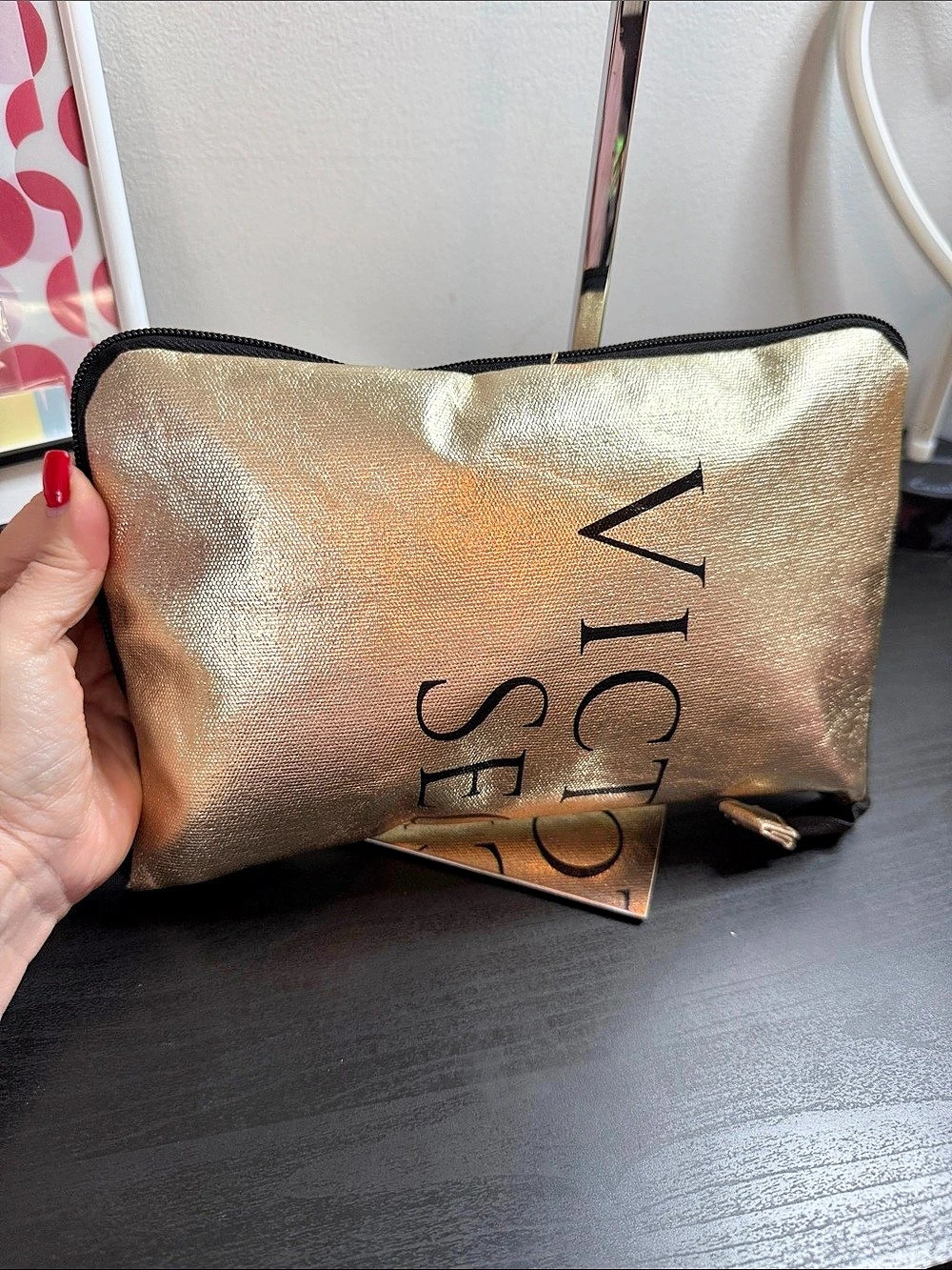 Victoria's Secret Metallic Gold Foldable Tote NWT